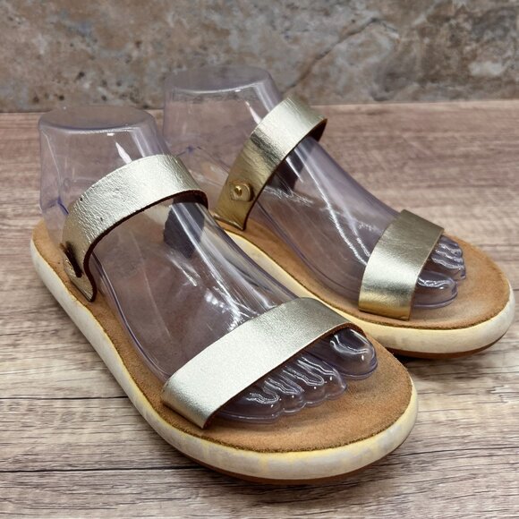 Ancient Greek Sandals Womens Size 39 Gold Summer Solid Color Strap Flat - Picture 1 of 13
